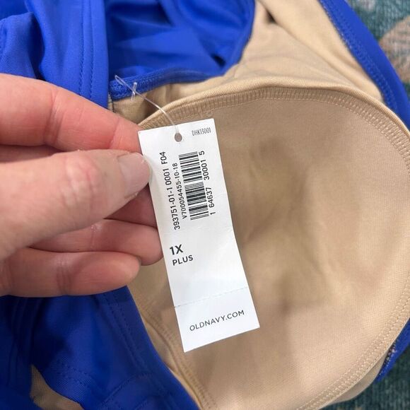 Old Navy Bathing Suit 1X Wrap-Front Secret-Slim Tie-Back Swimsuit One Piece NWT - Picture 3 of 14